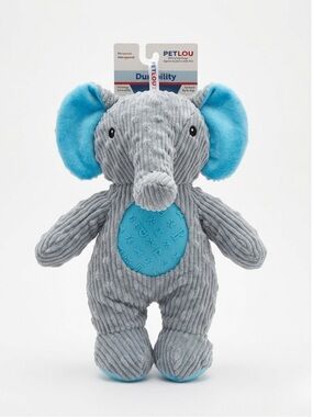 Gray & Blue Dotty Friends Elephant Plush Dog Toy - Durable Chew-Friendly